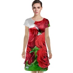 A Bouquet Of Roses On A White Background Cap Sleeve Nightdress by Nexatart