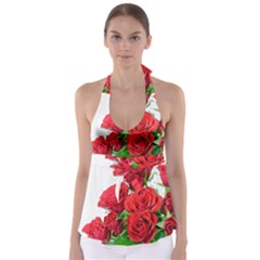 A Bouquet Of Roses On A White Background Babydoll Tankini Top by Nexatart