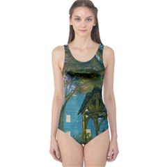 Background Forest Trees Nature One Piece Swimsuit