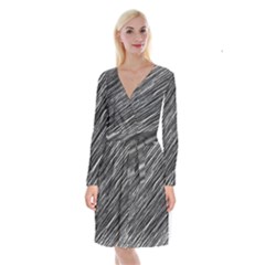 Background Structure Pattern Long Sleeve Velvet Front Wrap Dress