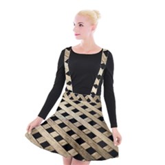 Texture Wood Flooring Brown Macro Suspender Skater Skirt