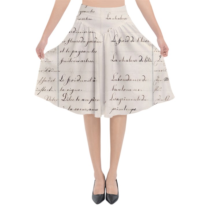 German French Lecture Writing Flared Midi Skirt