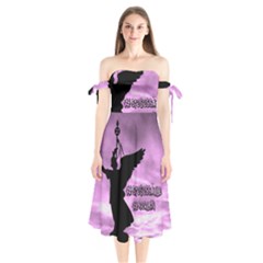 Berlin Shoulder Tie Bardot Midi Dress