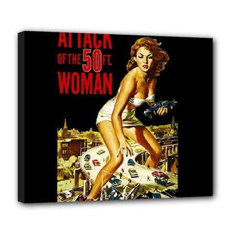 Attack of the 50 ft woman Deluxe Canvas 24  x 20  