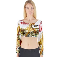 Attack Of The 50 Ft Woman Long Sleeve Crop Top by Valentinaart