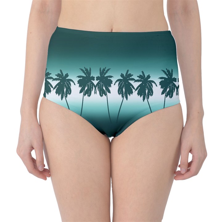 Tropical sunset High-Waist Bikini Bottoms