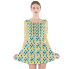 Colorful Triangle Pattern Long Sleeve Velvet Skater Dress by berwies