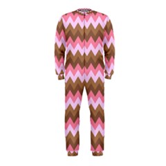 Shades Of Pink And Brown Retro Zigzag Chevron Pattern Onepiece Jumpsuit (kids)