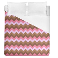Shades Of Pink And Brown Retro Zigzag Chevron Pattern Duvet Cover (queen Size) by Nexatart