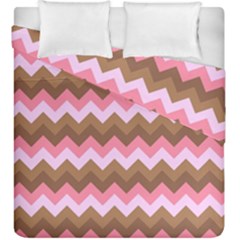 Shades Of Pink And Brown Retro Zigzag Chevron Pattern Duvet Cover Double Side (king Size) by Nexatart