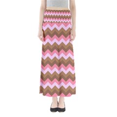 Shades Of Pink And Brown Retro Zigzag Chevron Pattern Maxi Skirts by Nexatart