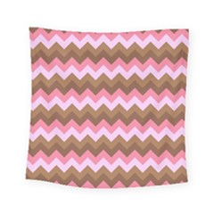 Shades Of Pink And Brown Retro Zigzag Chevron Pattern Square Tapestry (small) by Nexatart