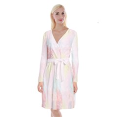 Watercolor Floral Long Sleeve Velvet Front Wrap Dress