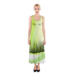 Green Background Wallpaper Texture Sleeveless Maxi Dress