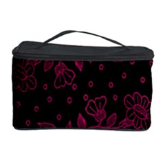 Pink Floral Pattern Background Cosmetic Storage Case by Nexatart