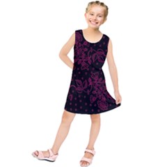 Pink Floral Pattern Background Kids  Tunic Dress