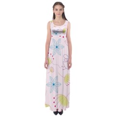 Pretty Summer Garden Floral Bird Pink Seamless Pattern Empire Waist Maxi Dress