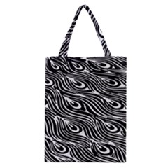 Digitally Created Peacock Feather Pattern In Black And White Classic Tote Bag by Nexatart