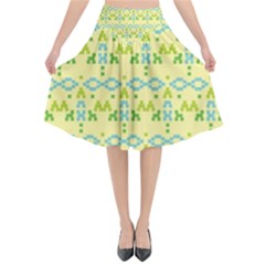 Simple Tribal Pattern Flared Midi Skirt by berwies