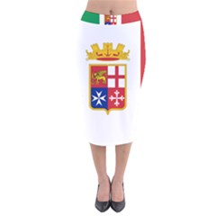 Naval Ensign Of Italy Velvet Midi Pencil Skirt