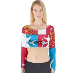 Naval Jack Of Italian Navy  Long Sleeve Crop Top