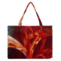 Red Abstract Pattern Texture Medium Zipper Tote Bag by Nexatart