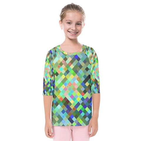 Pixel Pattern A Completely Seamless Background Design Kids  Quarter Sleeve Raglan Tee by Nexatart