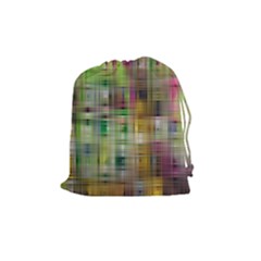 Woven Colorful Abstract Background Of A Tight Weave Pattern Drawstring Pouches (medium)  by Nexatart