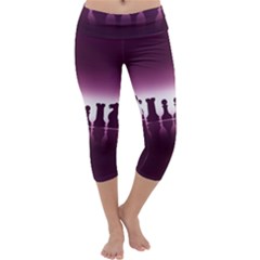 Chess Pieces Capri Yoga Leggings by Valentinaart