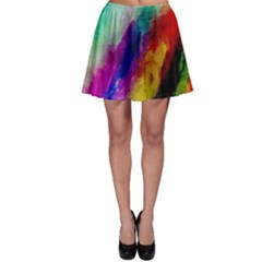 Colorful Abstract Paint Splats Background Skater Skirt by Nexatart