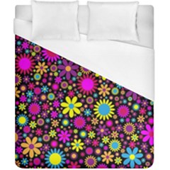 Bright And Busy Floral Wallpaper Background Duvet Cover (california King Size)