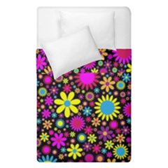 Bright And Busy Floral Wallpaper Background Duvet Cover Double Side (single Size) by Nexatart