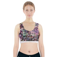 Graffiti Wall Pattern Background Sports Bra With Pocket