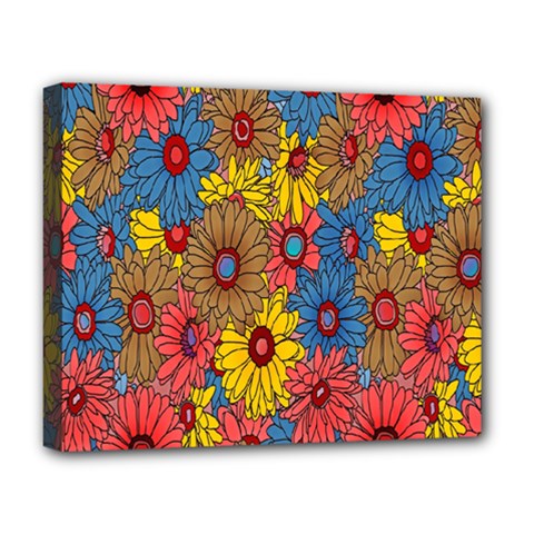 Background With Multi Color Floral Pattern Deluxe Canvas 20  X 16  