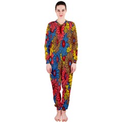 Background With Multi Color Floral Pattern Onepiece Jumpsuit (ladies)  by Nexatart