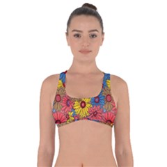 Background With Multi Color Floral Pattern Got No Strings Sports Bra by Nexatart