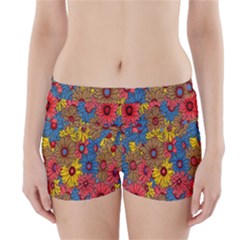 Background With Multi Color Floral Pattern Boyleg Bikini Wrap Bottoms by Nexatart