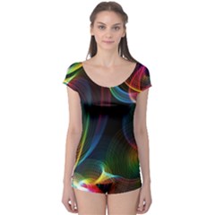 Abstract Rainbow Twirls Boyleg Leotard  by Nexatart