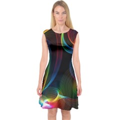 Abstract Rainbow Twirls Capsleeve Midi Dress by Nexatart