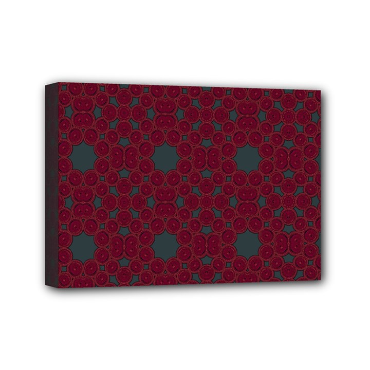 Blue Hot Pink Pattern With Woody Circles Mini Canvas 7  x 5 