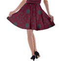 Blue Hot Pink Pattern With Woody Circles A-line Skater Skirt View2