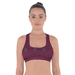 Blue Hot Pink Pattern With Woody Circles Cross Back Sports Bra by Nexatart