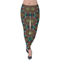 Seamless Abstract Peacock Feathers Abstract Pattern Velvet Leggings