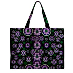 Fantasy Flower Forest  In Peacock Jungle Wood Zipper Mini Tote Bag by pepitasart