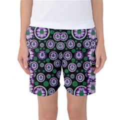 Fantasy Flower Forest  In Peacock Jungle Wood Women s Basketball Shorts by pepitasart