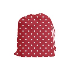 Red Polka Dots Drawstring Pouches (large)  by LokisStuffnMore