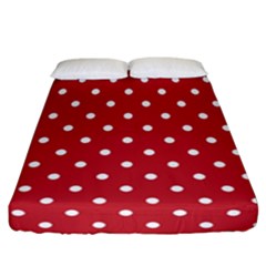 Red Polka Dots Fitted Sheet (california King Size) by LokisStuffnMore