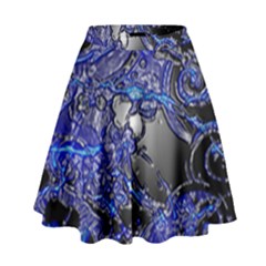 Blue Silver Swirls High Waist Skirt by LokisStuffnMore