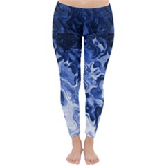 Blue Waves Abstract Art Classic Winter Leggings