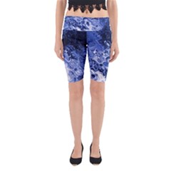 Blue Waves Abstract Art Yoga Cropped Leggings